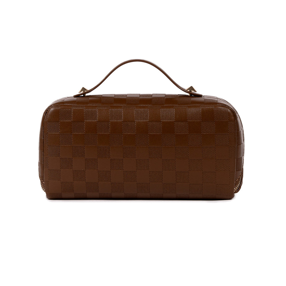 Brown travel makeup bag as a gift